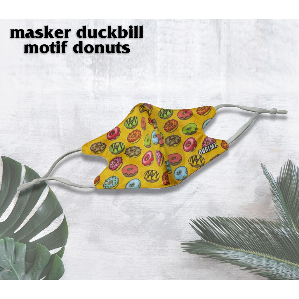 Masker duckbill Overlimit Donut masker Kain Pria Wanita Cowok Cewek hijab Tali Karet Elastis 3 PLY