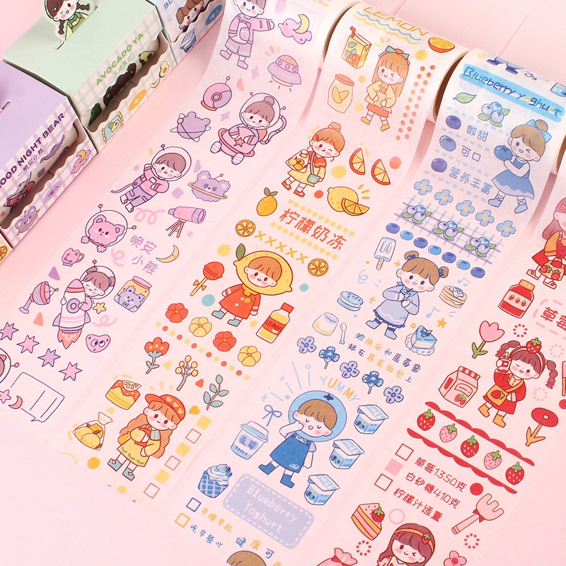 Roll Stiker Washi Karakter Lucu / Stiker Cute / Stiker Lucu