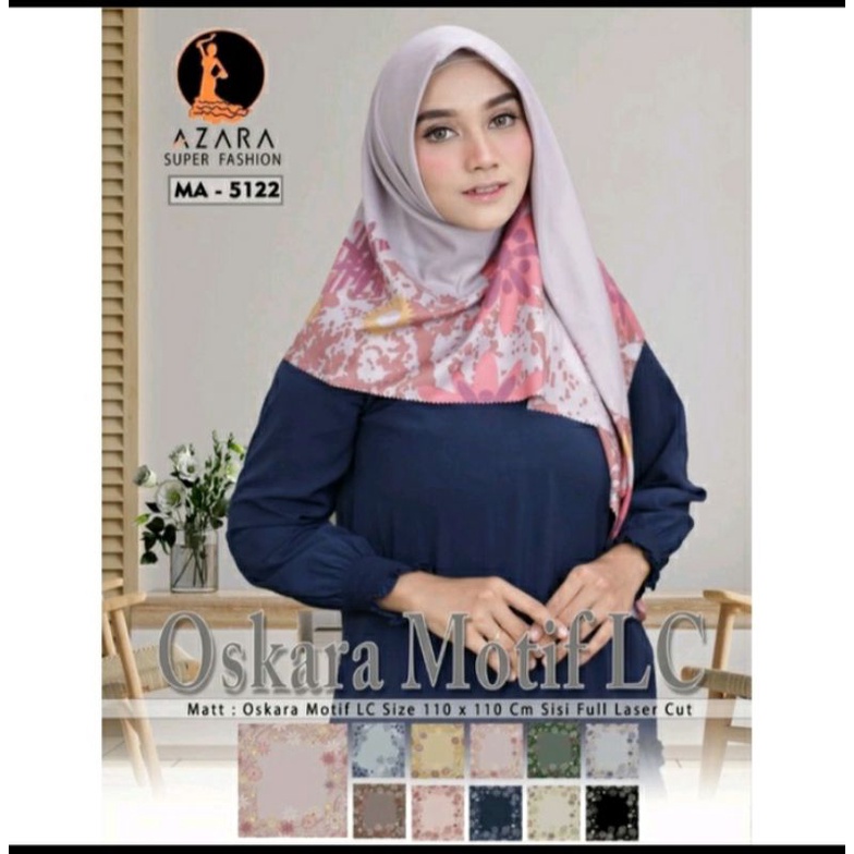 Hijab segi empat oskara motif laser cut azara