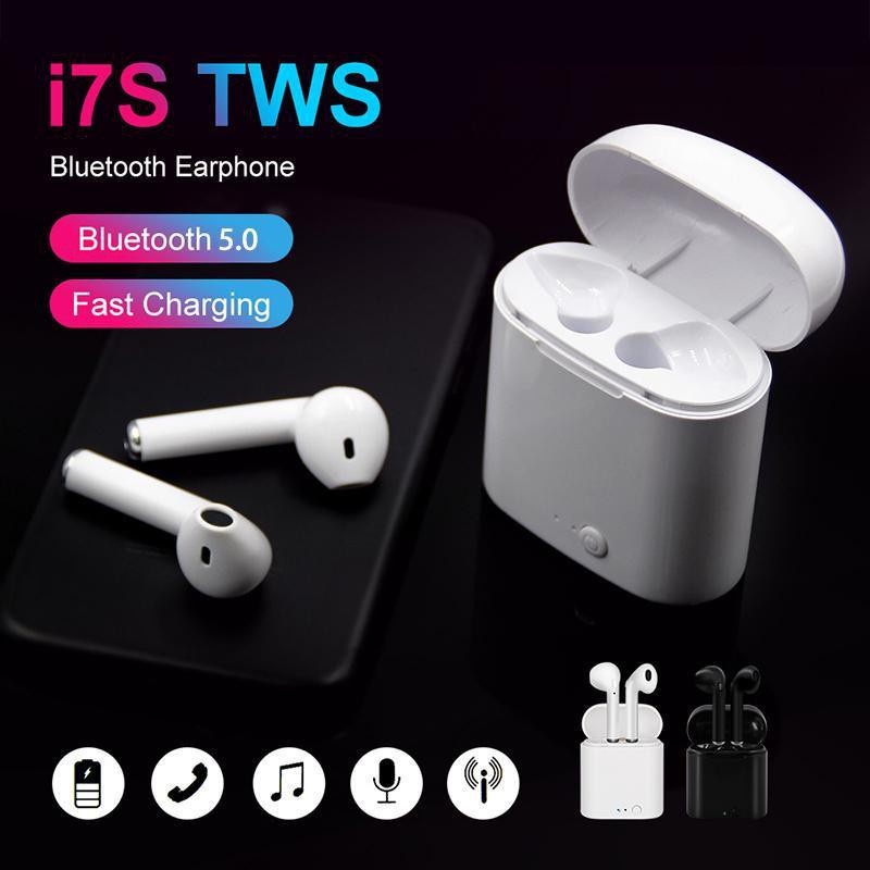 [READY] HEADSET WIRELESS BLUETOOTH MODEL I7S WHITE FREE CHARGER