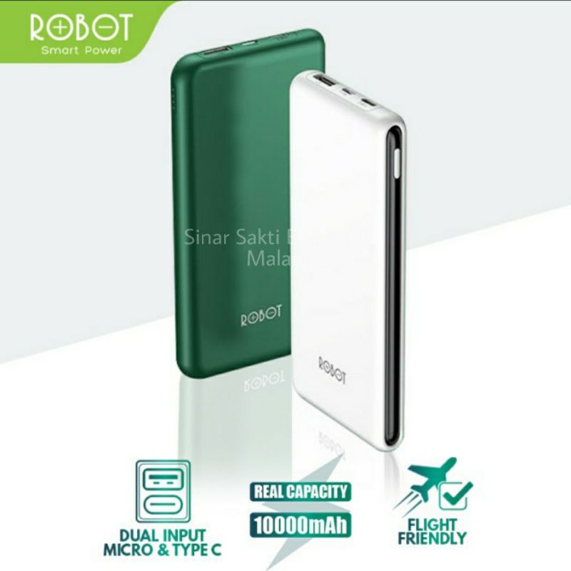 Powerbank Robot 10000mah Power bank Dual Input type C USB RT180 10000 mah