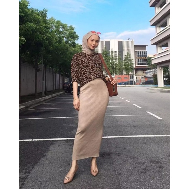 rok span rajut /rok rajut [premium] tebal-Mocca