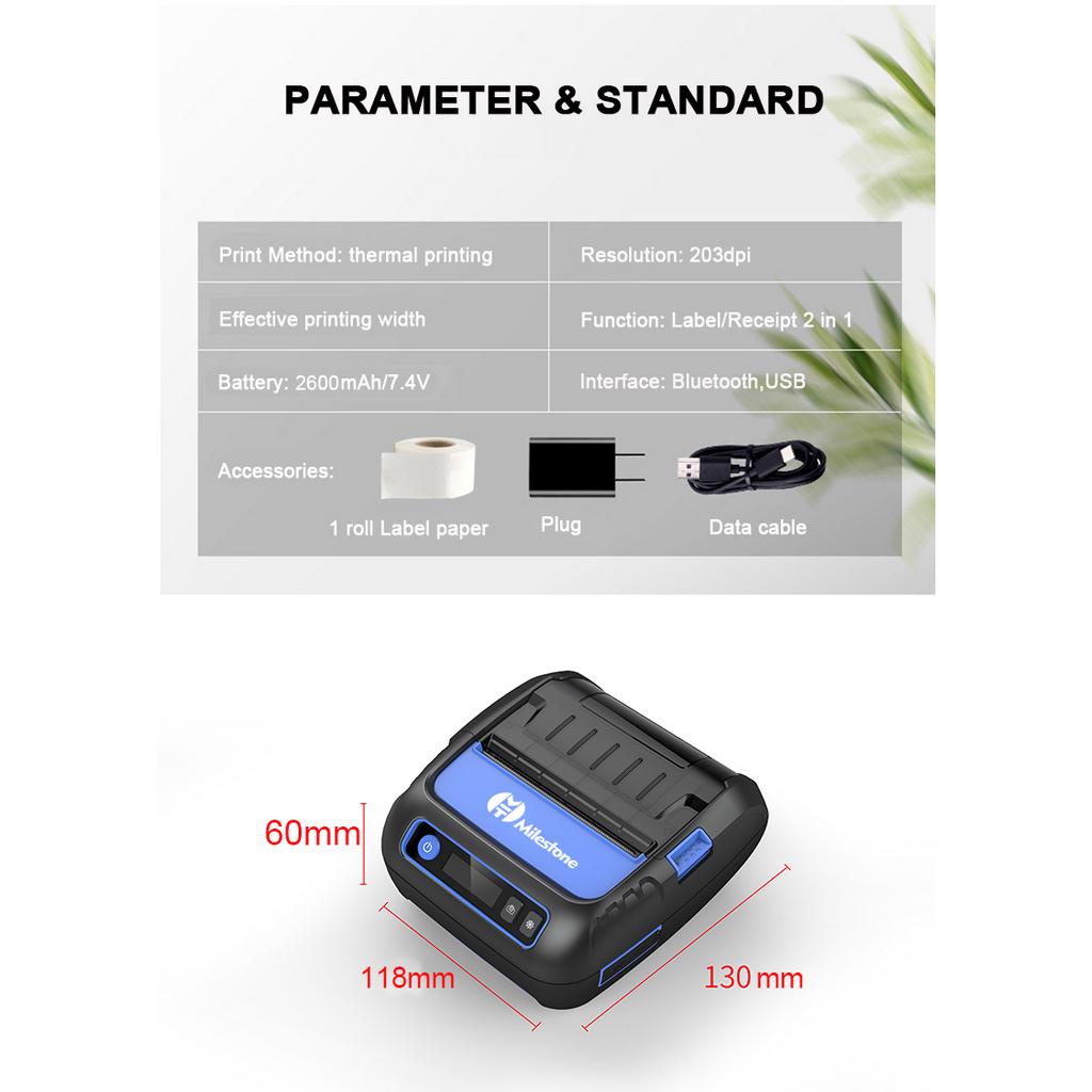 Portable Thermal Printer Bluetooth / Printer Resi Label Pengiriman / Receipt Printer