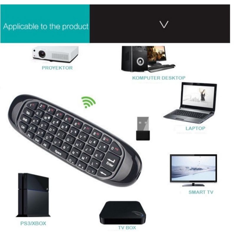 AIRMOUSE MINI KEYBOARD WIRELESS BACKLIT 7 COLOR C120