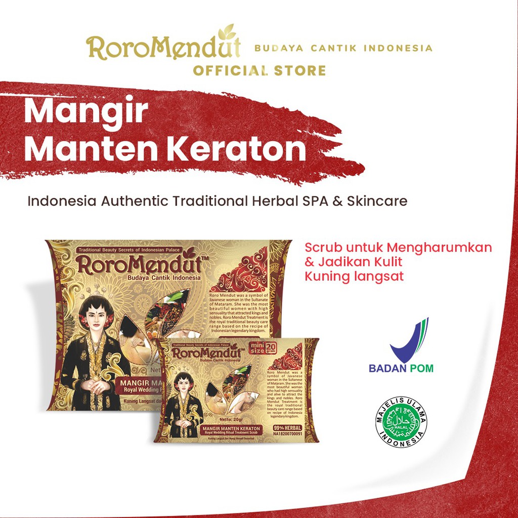 Roro Mendut Lulur Pencerah Dan Pemutih Kulit Badan Tangan Mangir Manten Keraton BPOM Original 20 gr