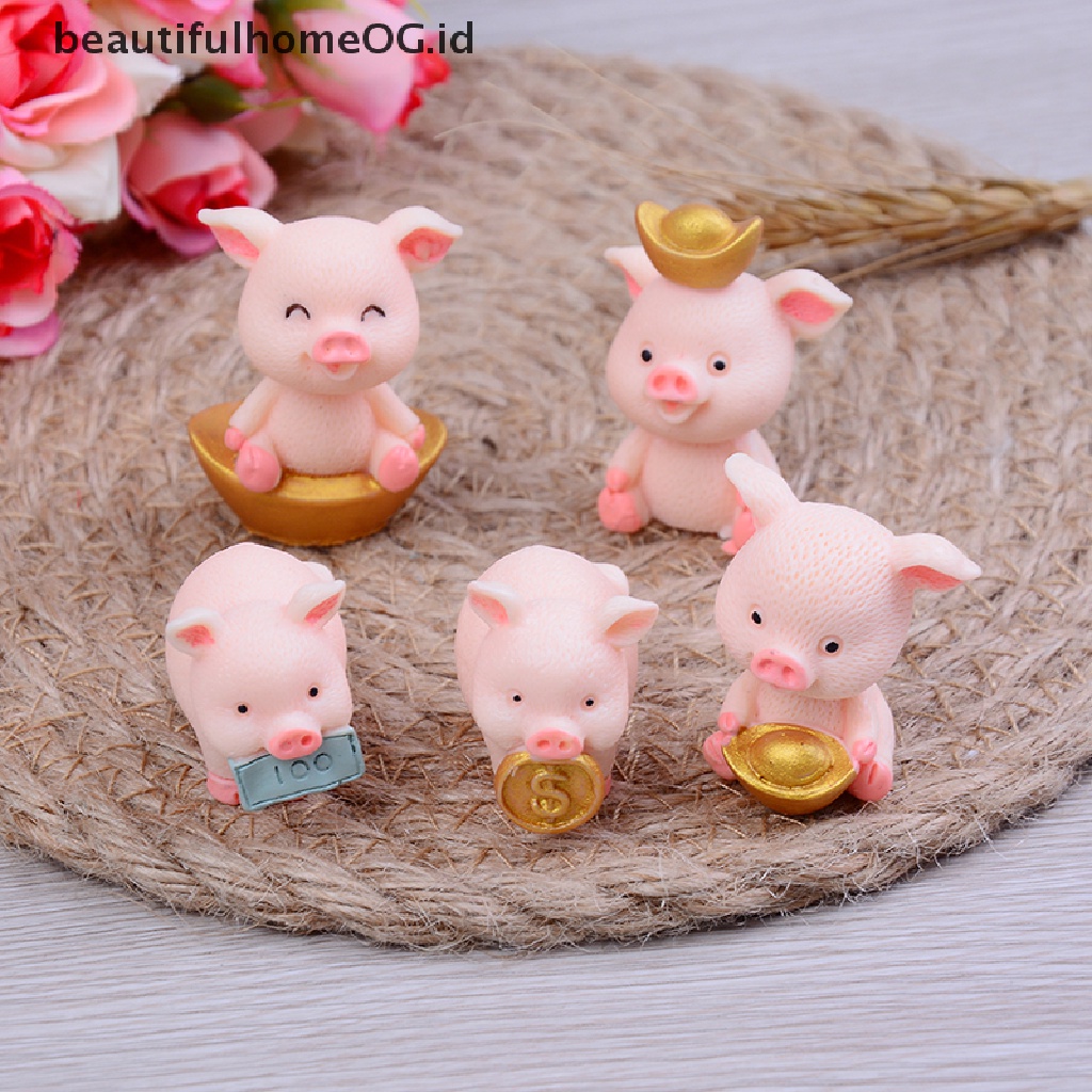 5pcs / set Miniatur Hewan Babi Untuk Dekorasi Taman