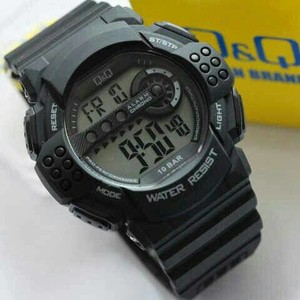 JAM TANGAN FULL BLACK PRIA QQ M128 JAM QNQ M 128 JAM Q&Q M-128J ORI