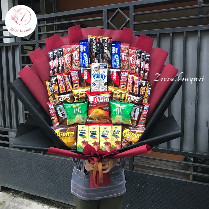 Custom buket snack [INCLUDE: greeting card + packing]