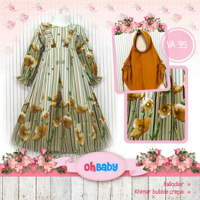 Gamis Anak Cutetrik Bunga Kuning Mustard