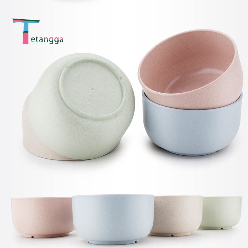 4 IN 1 Mangkok Wheat Straw/Mangkuk Makan Bowl Set 4pcs Warna Warni Wheat Bowl Set Mangkuk Keluarga
