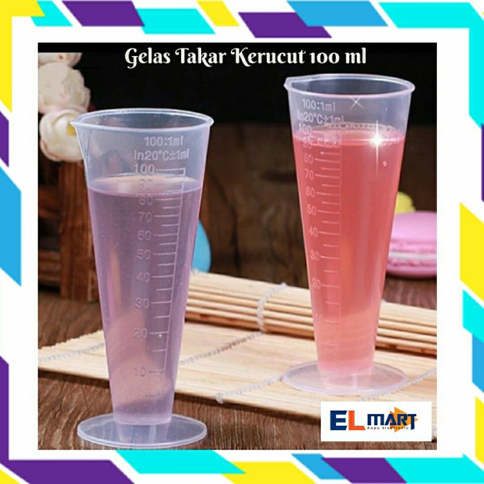 Gelas Takar Ukur Kerucut 100ml 100 ml Plastik Tebal Measuring Cup GT01