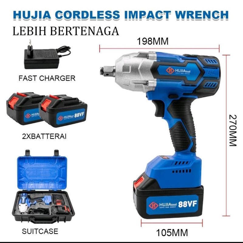 Mesin pembuka baut hujia pro 2421 roda ban truck mobil motor cvt impact wrench cordless COD