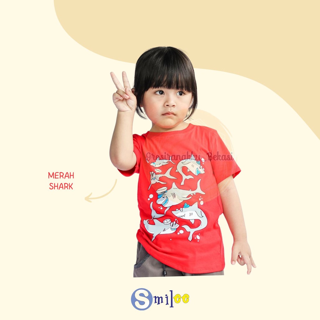 Kaos Anak Cowok Smilee Murah Motif Animal Size 1-5Thn