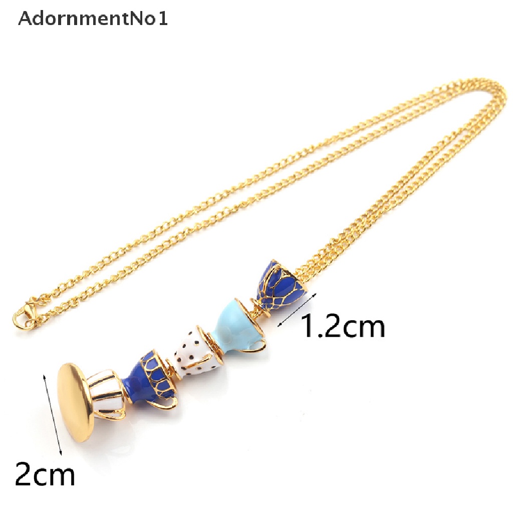 (AdornmentNo1) Kalung Rantai Panjang Dengan Liontin Cangkir Teh Enamel Untuk Wanita