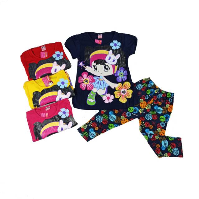 Setelan legging anak motif girl