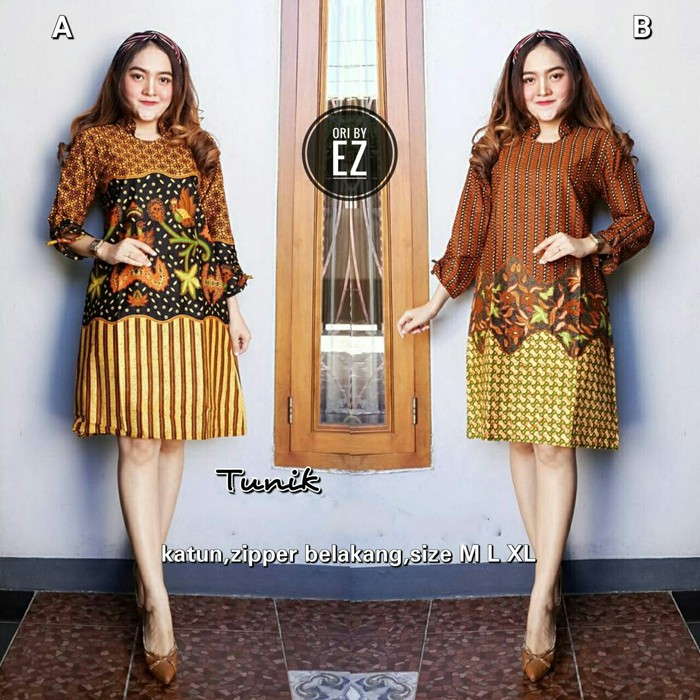 Unik TUNIK BATIK MODERN  1   DRESS BATIK KLASIK   BAJU HIJAB BATIK SOLO Diskon