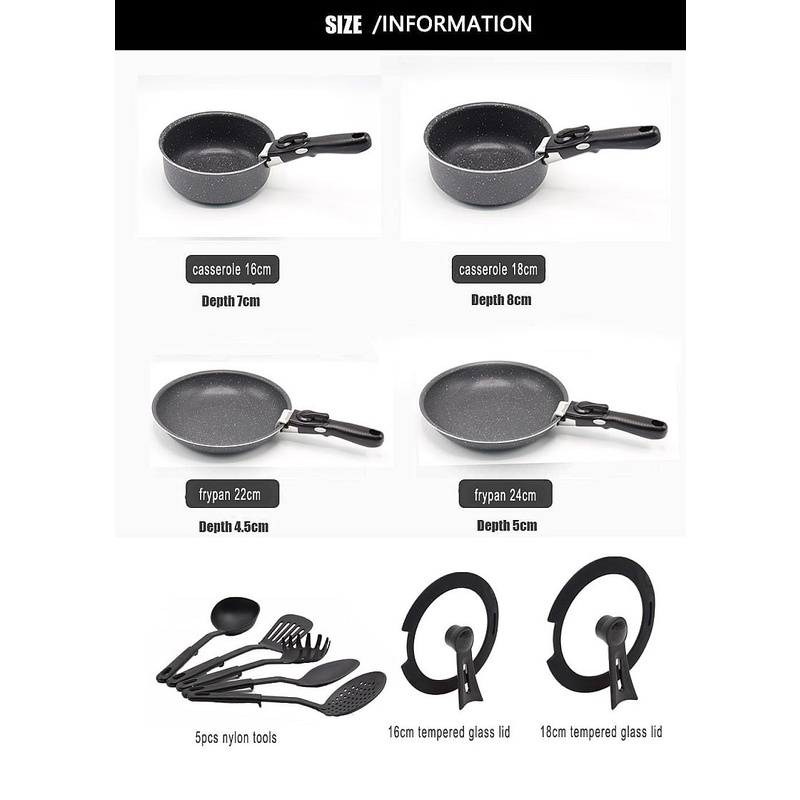 IDEALIFE Panci Set / Granite Cookware Set / IL-22A