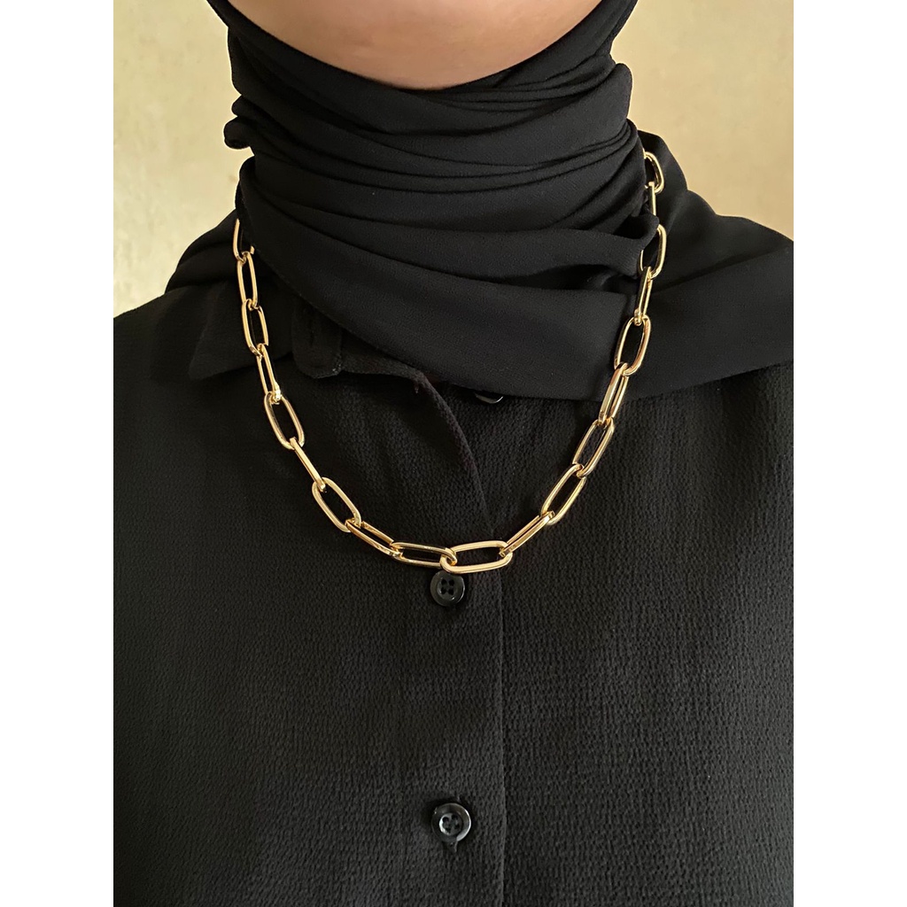 Brenda Necklace Kalung rantai padat gaya Retro bahan tahan karat