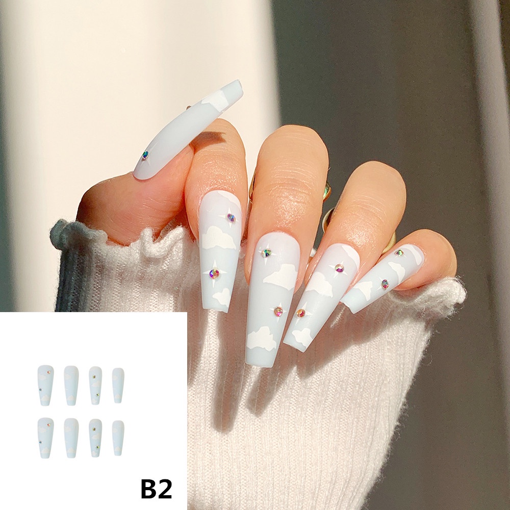 24pcs Kuku Palsu Anti Air Dengan Lem Untuk Manicure