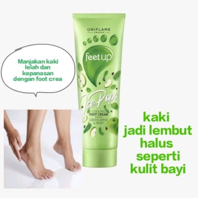 Perawatan Kaki Feet Up Ice Pops Cooling Foot Cream Green Apple & Mint By Oriflame