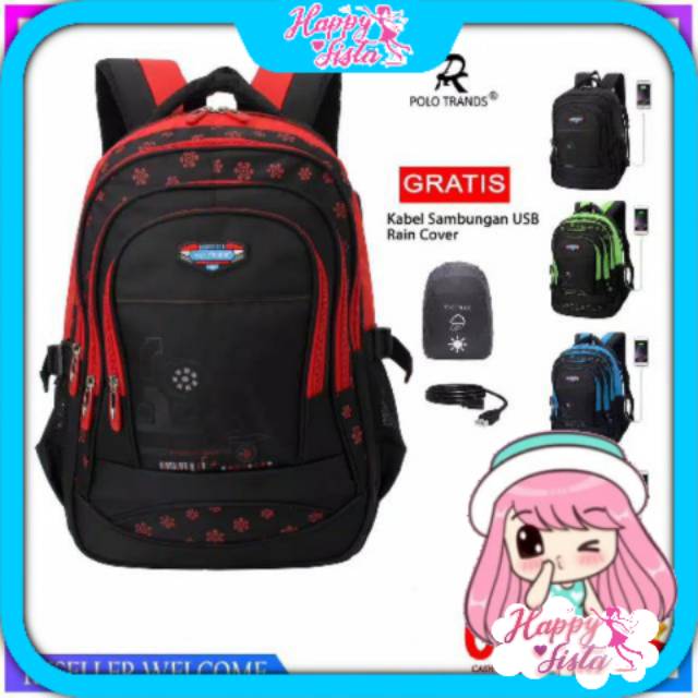 ☀ HAPPYSISTA ☀ POLO TRANDS 36154 TAS RANSEL LAPTOP TAS KULIAH BRANDED IMPORT GROSIR JAKARTA
