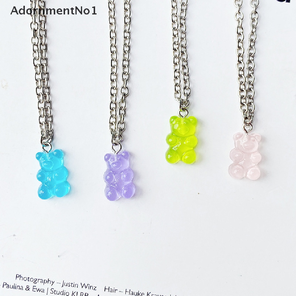 (AdornmentNo1) Kalung Rantai Dengan Liontin Kartun Gummy Bear Bahan Resin Gaya Hip Hop Untuk Wanita