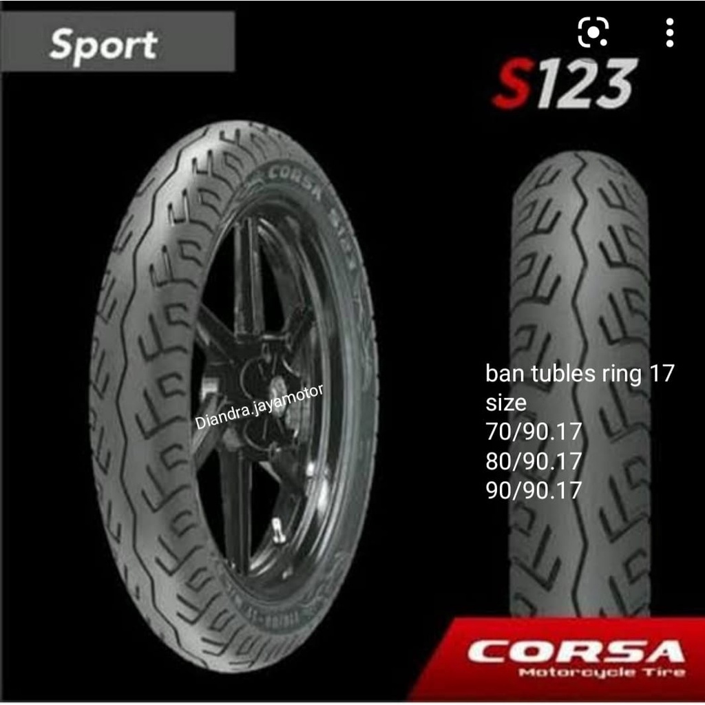 BAN CORSA S123 RING 17 ( 70/90 - 80/90 - 90/90 ) TUBELESS FREE PENTIL ALL BEBEK HONDA YAMAHA SUZUKI DLL