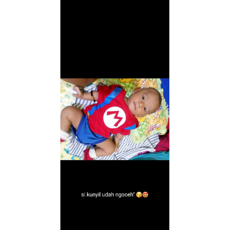 BAJU BAYI  KOSTUM BAYI JUMPER BAYI KARAKTER MARIO/ JUMPSUT BABY/ BAHAN KATUN