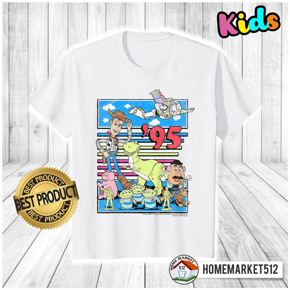 Kaos Anak Pixar Toy Story 95 Retro Distressed Colorful T-Shirt Kaos Anak Laki-laki Dan Perempuan Premium SABLON ANTI RONTOK!!!!! | HOMEMARKET512