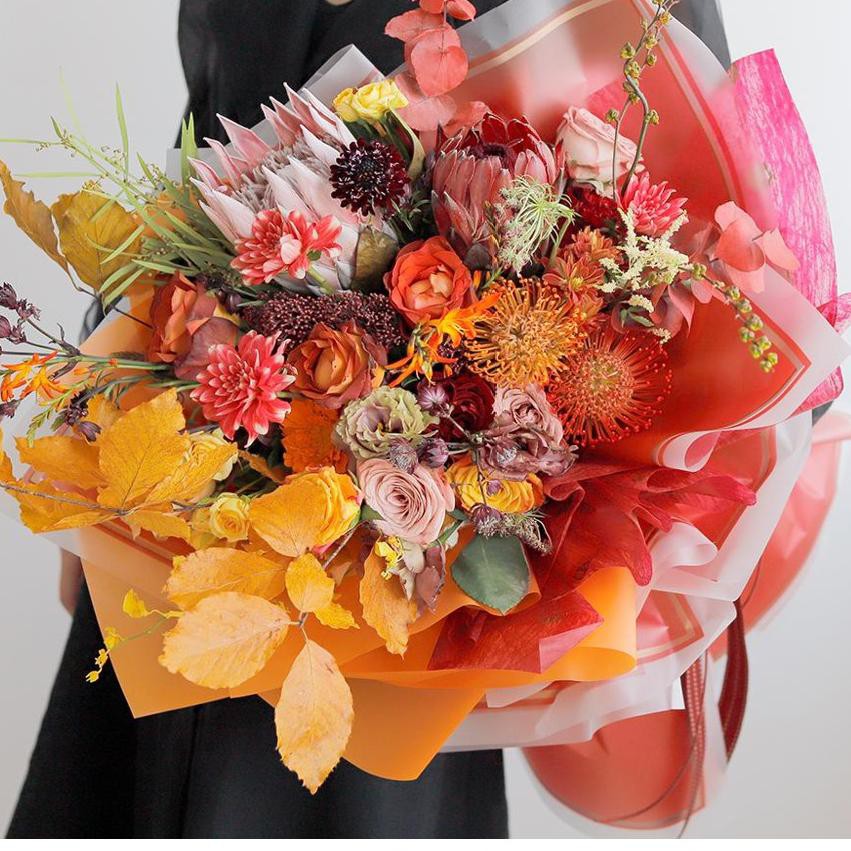 

❇ TRANSPARENT GOLD FRAME CELLOPHANE (PACK ; 58 X 58cm) Kertas Bunga Wrapping Paper ☜