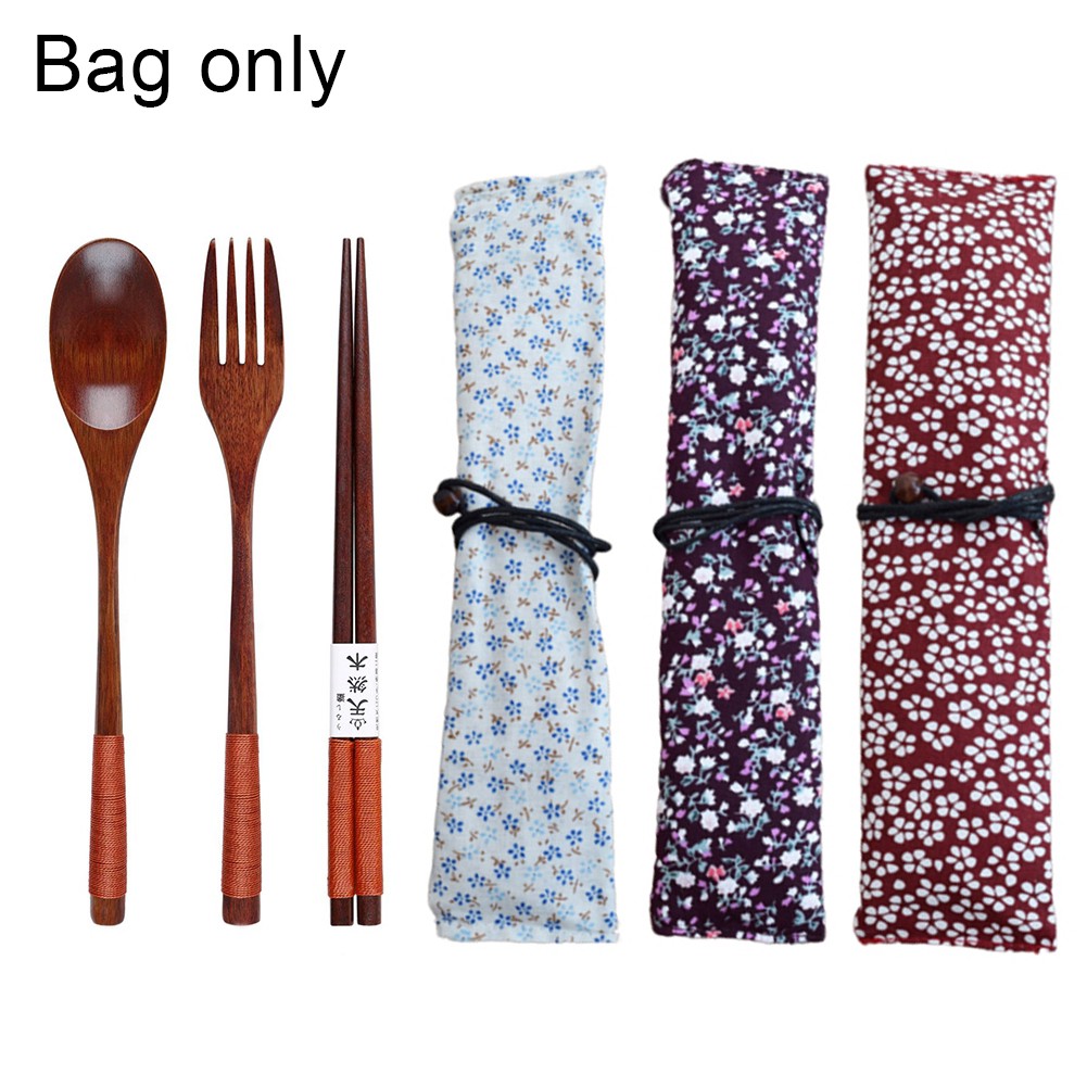 Tableware Storage Bag Cutlery Spoon Fork Travel Pouch NonWoven Drawstring