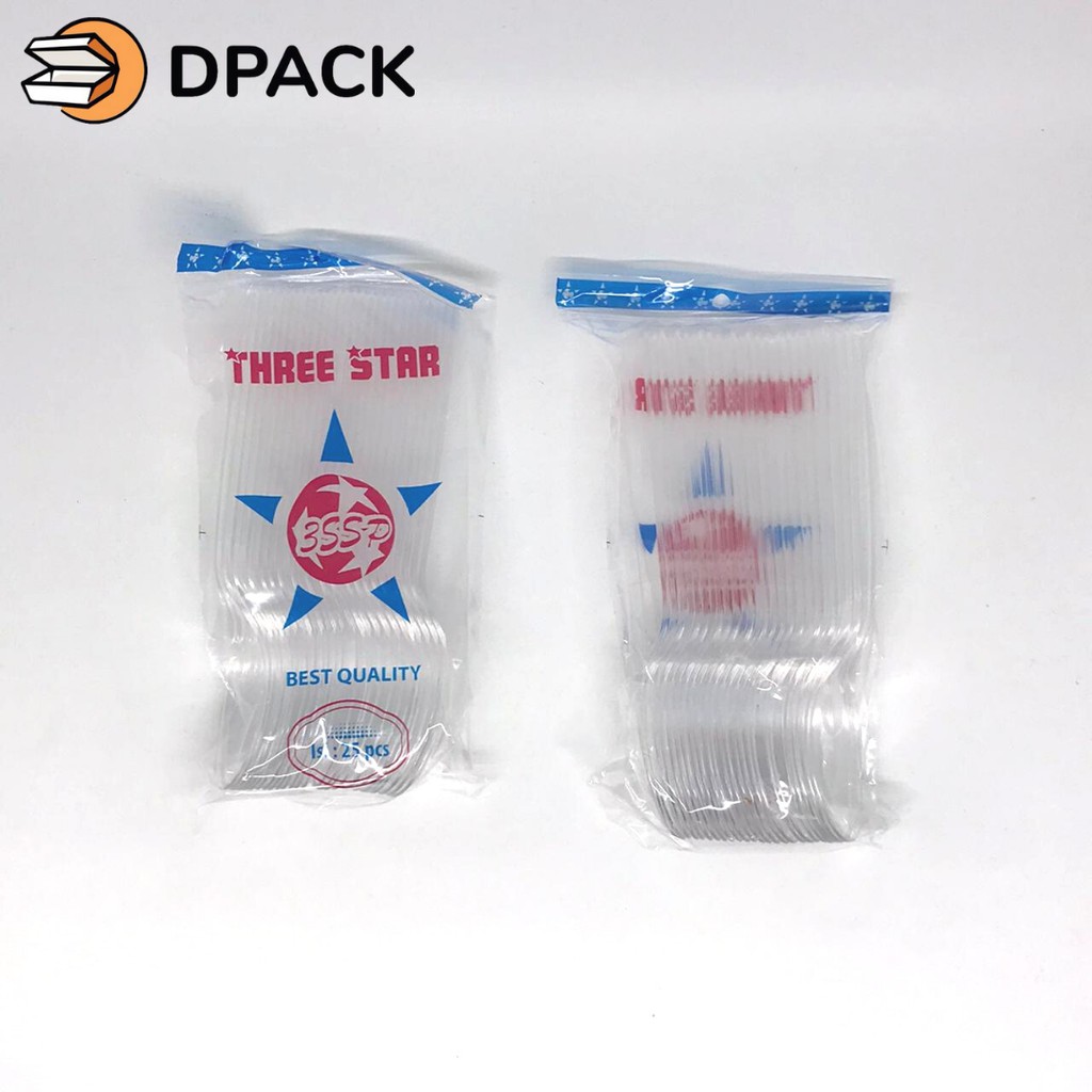 Sendok plastik bening / transparant spoon THREE STAR 3SSP isi 25pcs