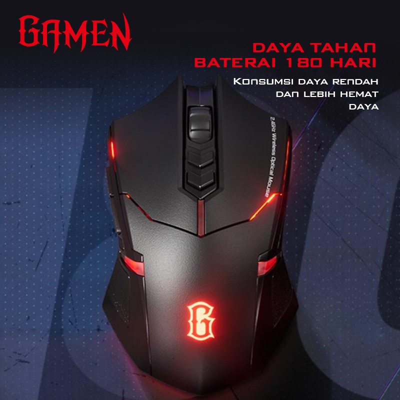 MOUSE GAMING TANPA KABEL GAMEN GM300W WIRELESS GAMING MOUSE 2400DPI ORIGINAL