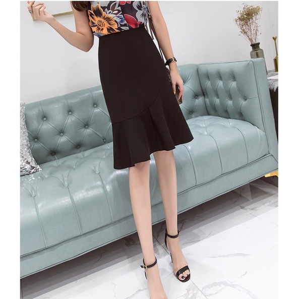 【Blossom】 Korean Fishtail Hem Solid Skirt 7273