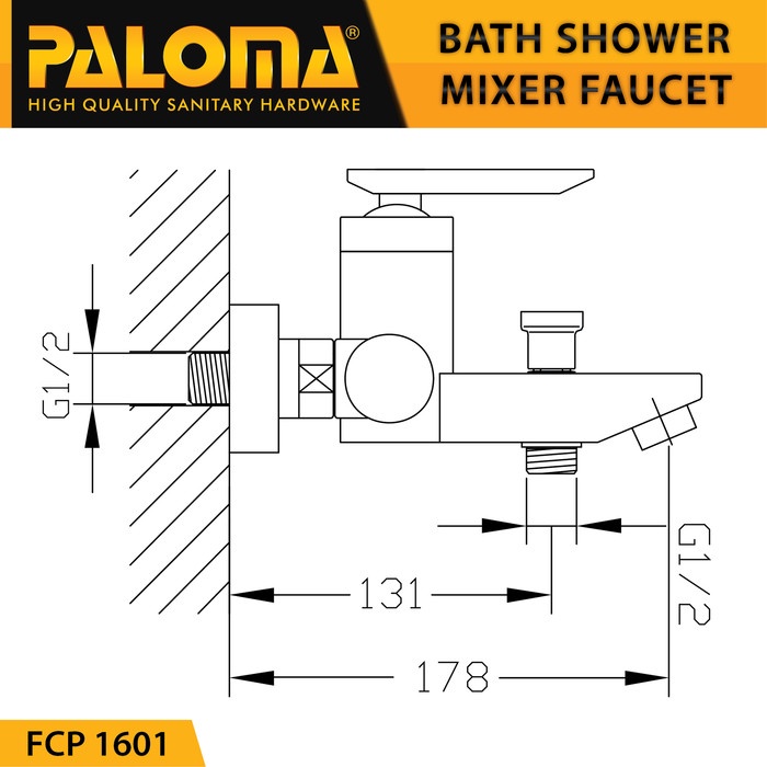 PALOMA FCP 1601 Keran Mixer Bathtub Shower Mandi Panas Dingin Kran Air