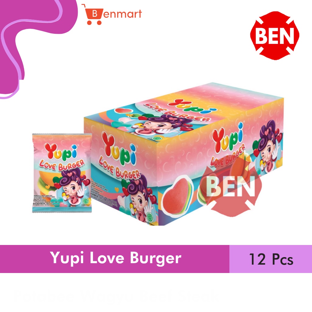 

Yupi LOVE BURGER 1 Pak Box 12 Pcs - Permen Jelly Pink Murah