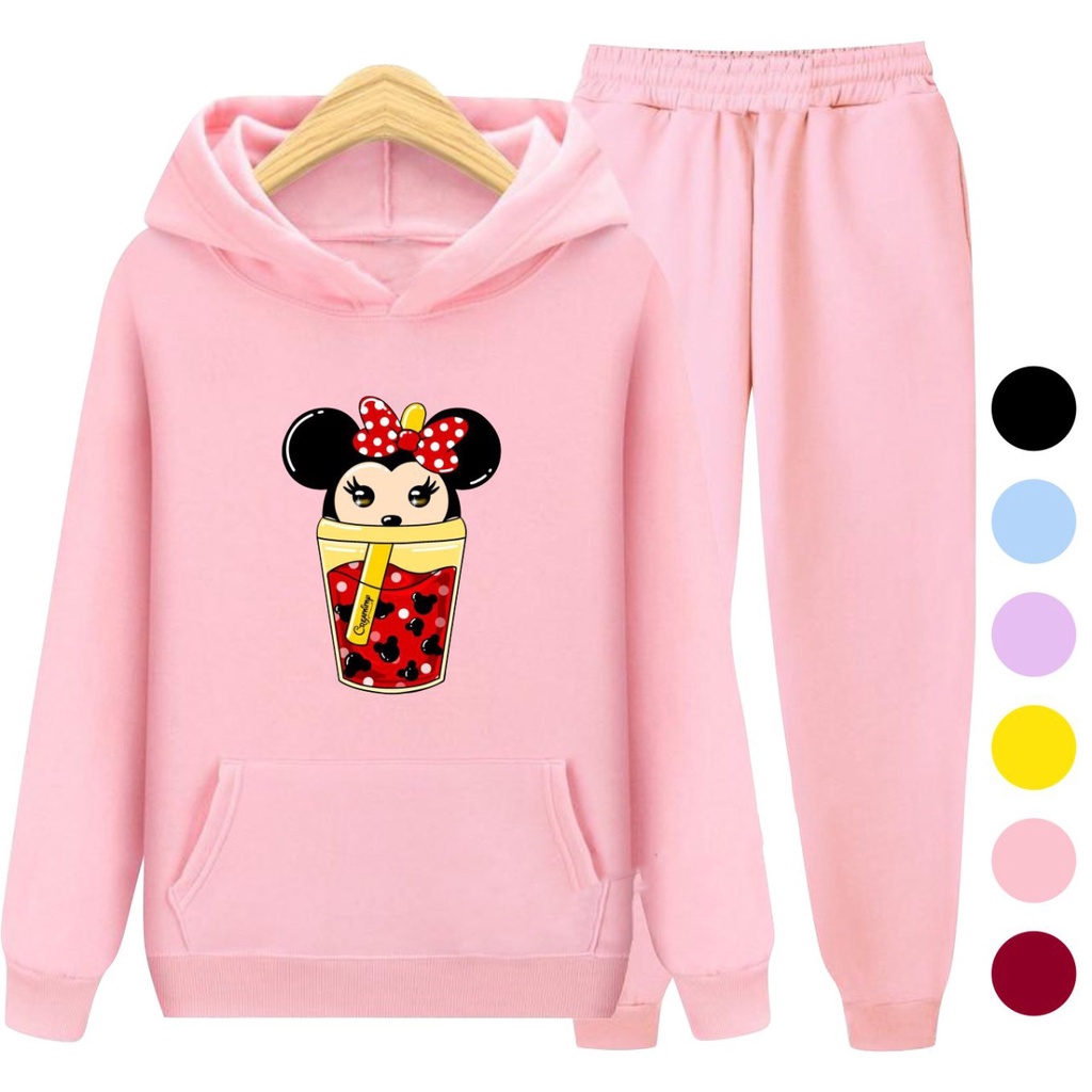 Setelan Anak Sweater Hoodie Anak Perempuan MIKI BOBA Baju Jaket Anak Cewek