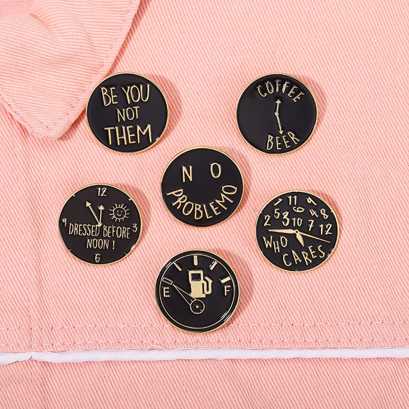 Bros Pin Enamel Bentuk Jam Bulat Motif Tulisan Quotes Beer Be You Not Them Untuk Hadiah Teman