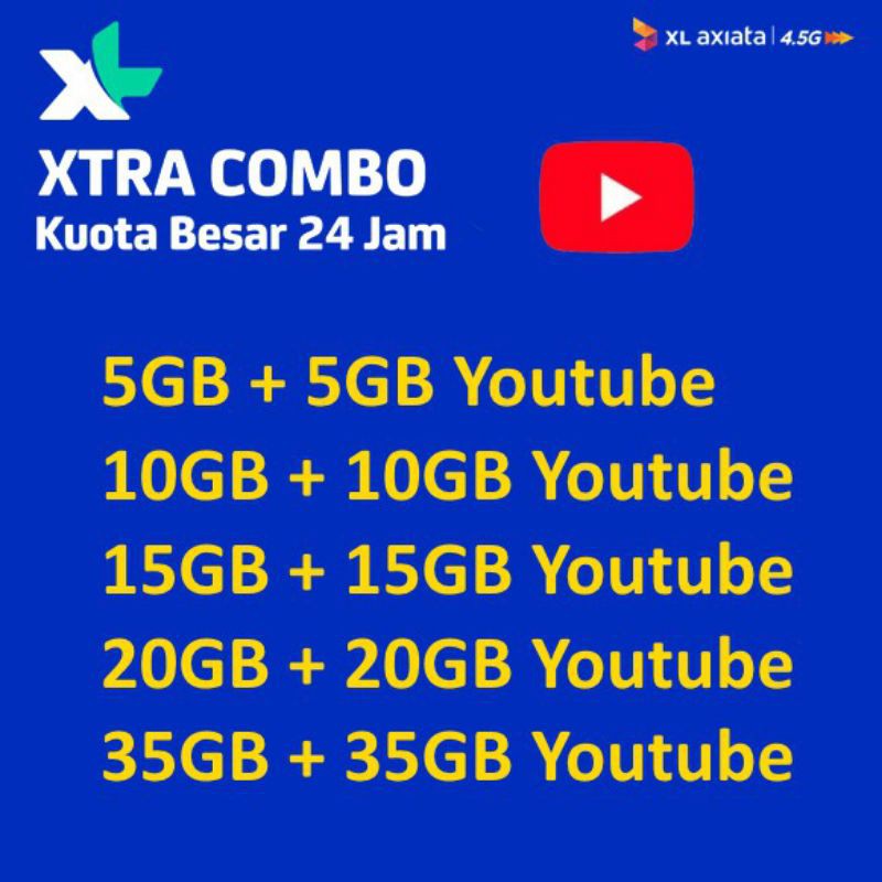 [TERMURAH] KUOTA XTRA COMBO XL 10GB, 20GB, 30GB, 40GB, 70GB