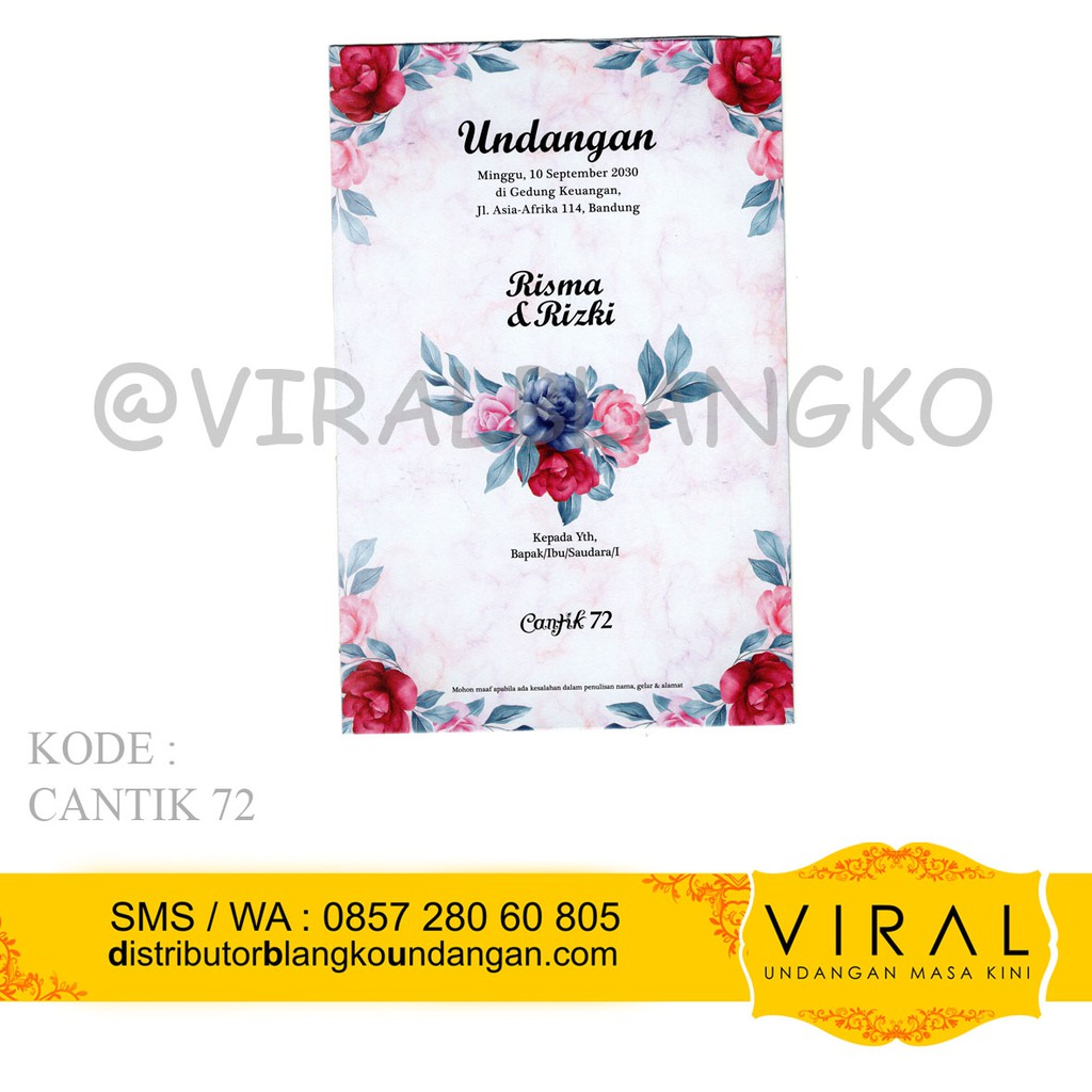 Blangko Undangan Kosong Free File Setting CorelDraw & Word - Seri CANTIK 72 Terbaru Dan Termurah