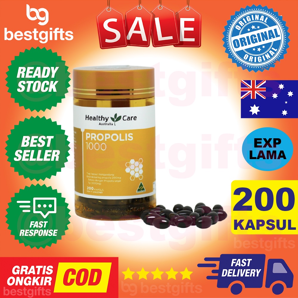 HEALTHY CARE AUSTRALIA PROPOLIS 1000 MG ANTIOKSIDAN KEKEBALAN DAYA TAHAN TUBUH KADAR GULA DARAH 200 KAPSUL