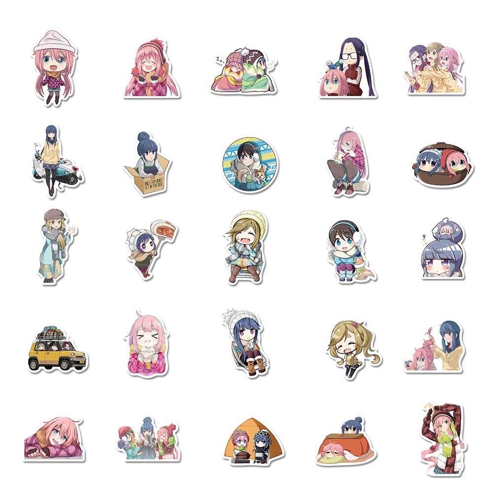 50pcs anime yuru camp stickers children's hand account stickers laptop water cup waterproof stickers