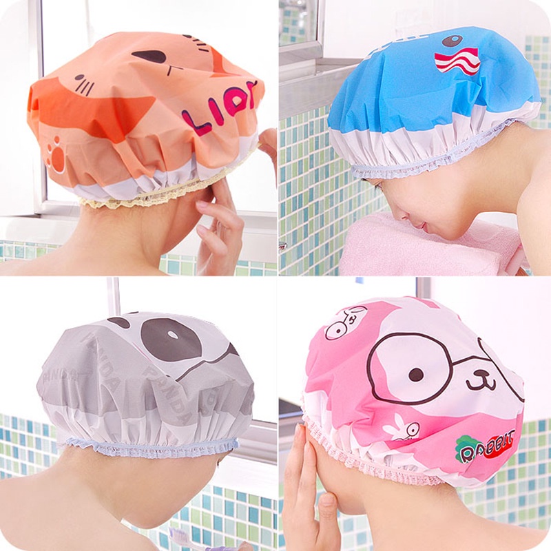 SHOWER CAP KARAKTER KARTUN /TOPI MANDI KARAKTER WATERPROOF / TOPI MANDI DEWASA ANAK