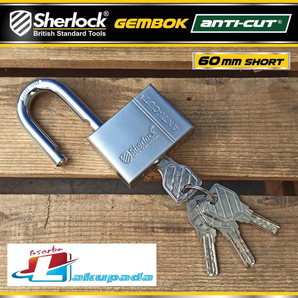 Gembok Original Sherlock British Anti-Cut Lock Short 60mm