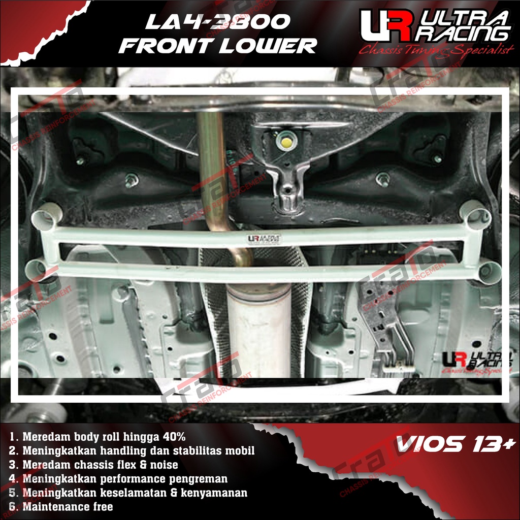 Aksesoris Stabiliser ULTRA RACING Safety Bar - Front Lower Bar 4 Points - Toyota Vios 13+ - LA4-3800