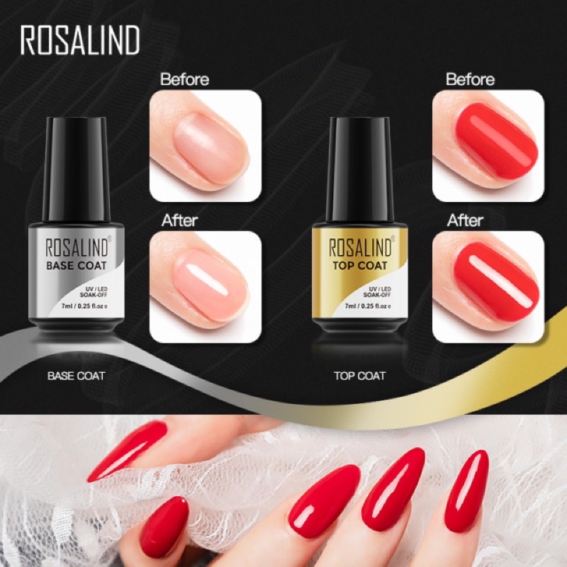 ROSALIND Base Coat &amp; Top Coat Nail Gel UV LED / Kutek / Cat Kuku