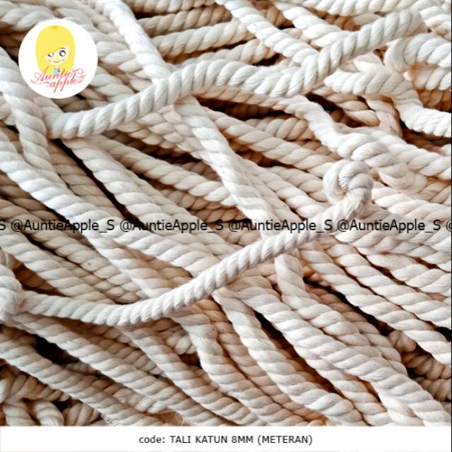 (METER-AN) TAMBANG KATUN 8MM/TALI KATUN/TALI TAMBANG/TALI MACRAME/TALI KERAJINAN TANGAN/TALI DIY