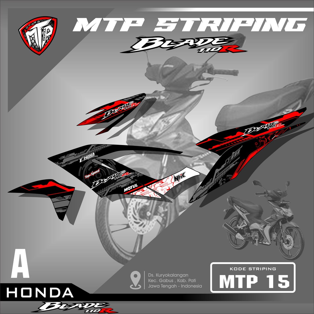 (PALING DICARI)Sticker Striping Blade 110 Karbu- Stiker Motor Honda Blade Desain Racing MTP 015