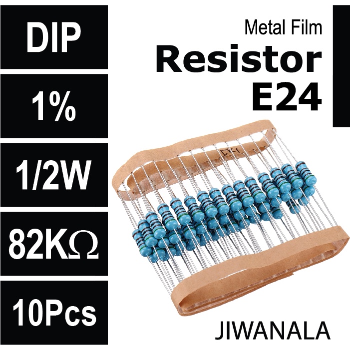 10pcs Resistor Metal Film DIP 1/2W 1% 82k ohm