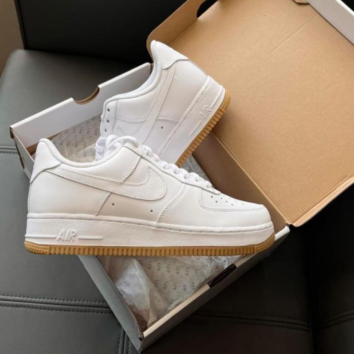 Terbaru.. IMPORT PREMIUM SEPATU SNEAKERS PUTIH PRIA NIKE AIR FORCE 1 07 FULL WHITE GUM SEPATU PRIA P